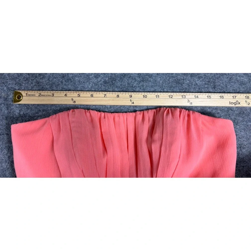 David's Bridal F15555 Dress Womens 6 Peach Strapless Chiffon Bridesmaid Formal - Picture 8 of 8